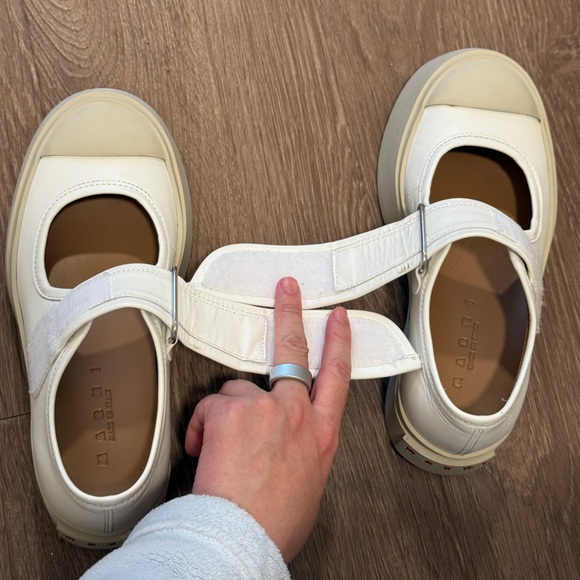 Marni White Pablo Mary Jane Ballerina Flats - Picture 3 of 11